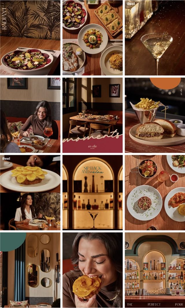 Grille Instagram soignée d’un restaurant